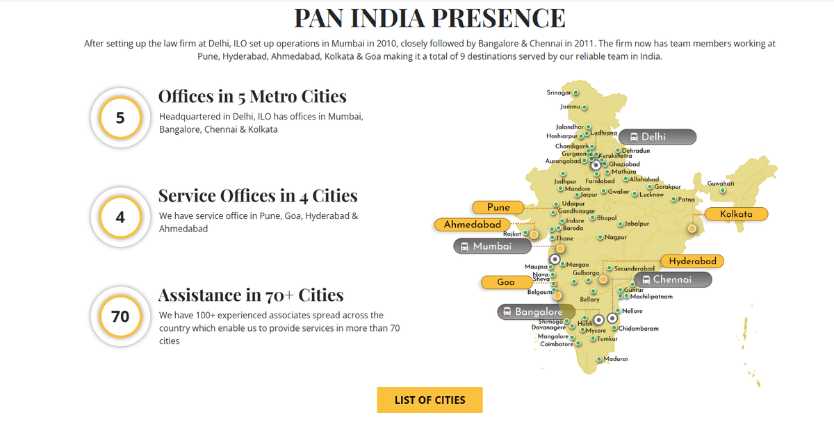 Khanna and Associates law firm offices across India - Delhi, Mumbai, Bangalore, Chennai, Kolkata, Jaipur, Pune, Hyderabad, Ahmedabad and 70+ cities